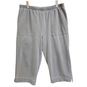 Hot Cotton Green Pull On Cropped Comfort Basic Pants Size Large Minimalist